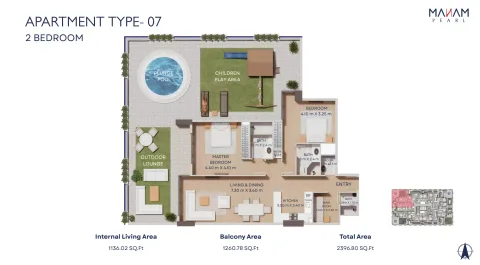 Floor plan, 2 Beds, 2,396 sq ft