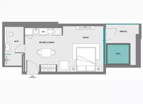 Floor plan, Studio, 445 sq ft