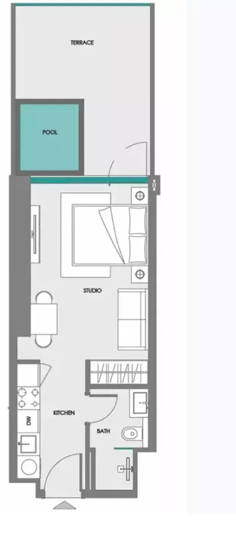 Floor plan, Studio, 500 sq ft