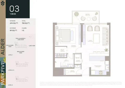 Floor plan, 1 Bed, 783 sq ft