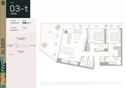 Floor plan, 2 Beds, 1,578 sq ft