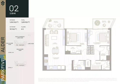 Floor plan, 2 Beds, 1,204 sq ft