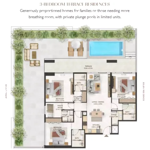 Floor plan, 3 Beds, 0 sq ft