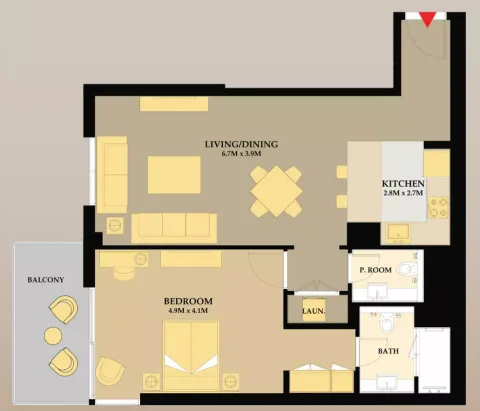 Floor plan, 1 Bed, 948 sq ft