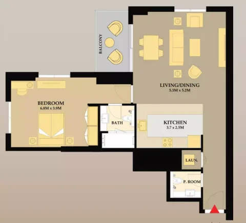 Floor plan, 1 Bed, 958 sq ft