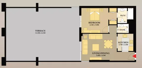 Floor plan, 1 Bed, 1,710 sq ft