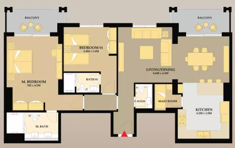 Floor plan, 2 Beds, 1,515 sq ft