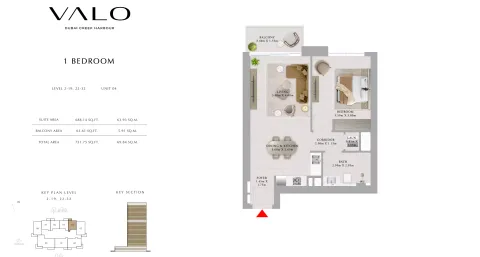 Floor plan, 1 Bed, 751 sq ft