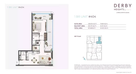Floor plan, 1 Bed, 871 sq ft