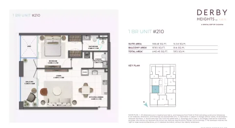 Floor plan, 1 Bed, 640 sq ft