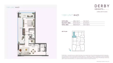 Floor plan, 1 Bed, 862 sq ft