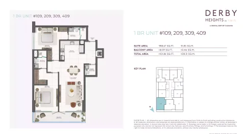 Floor plan, 1 Bed, 1,101 sq ft