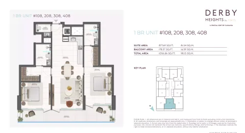 Floor plan, 1 Bed, 1,057 sq ft