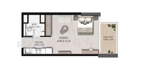 Floor plan, Studio, 428 sq ft