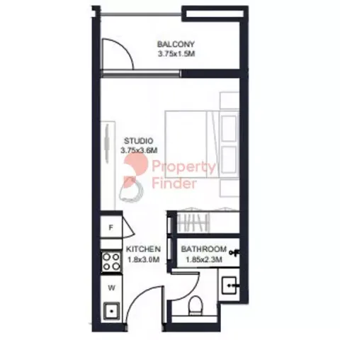 Floor plan, Studio, 356 sq ft