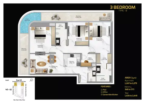 Floor plan, 3 Beds, 1,648 sq ft