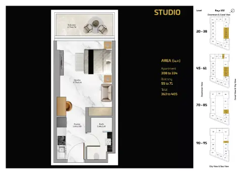 Floor plan, Studio, 405 sq ft