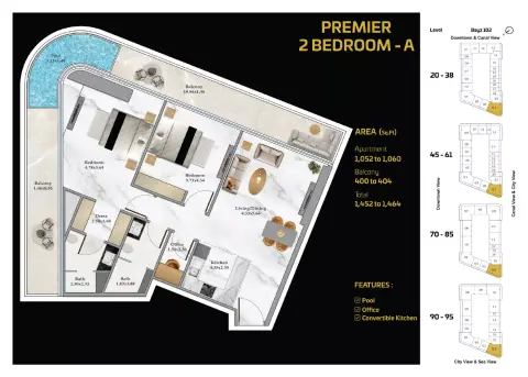 Floor plan, 2 Beds, 1,464 sq ft