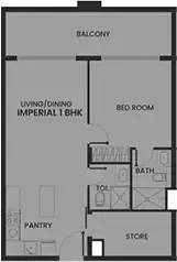 Floor plan, 1 Bed, 764 sq ft