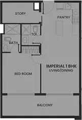 Floor plan, 1 Bed, 763 sq ft