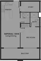 Floor plan, 1 Bed, 768 sq ft