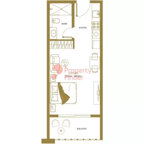 Floor plan, Studio, 461 sq ft