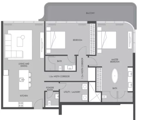 Floor plan, 2 Beds, 1,571 sq ft