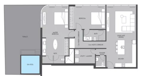 Floor plan, 2 Beds, 1,938 sq ft