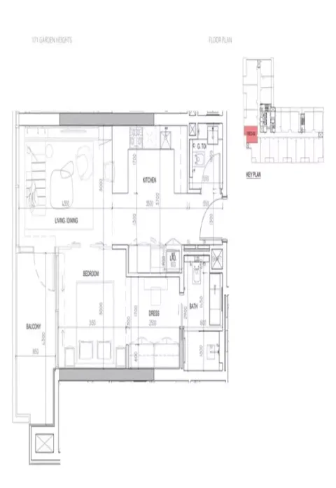 Floor plan, 1 Bed, 0 sq ft