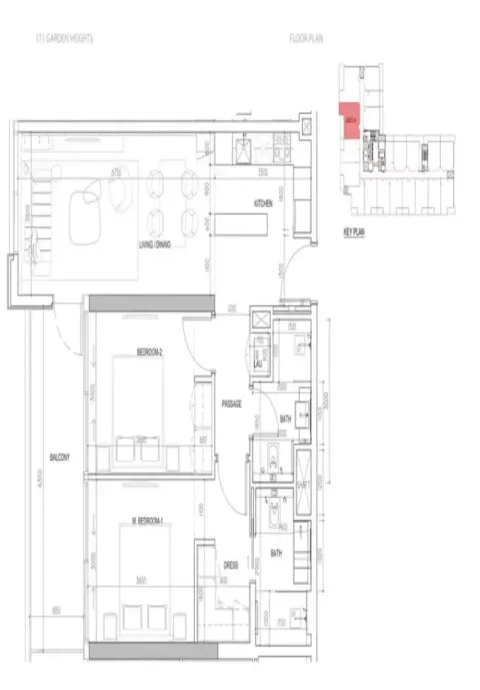 Floor plan, 2 Beds, 0 sq ft