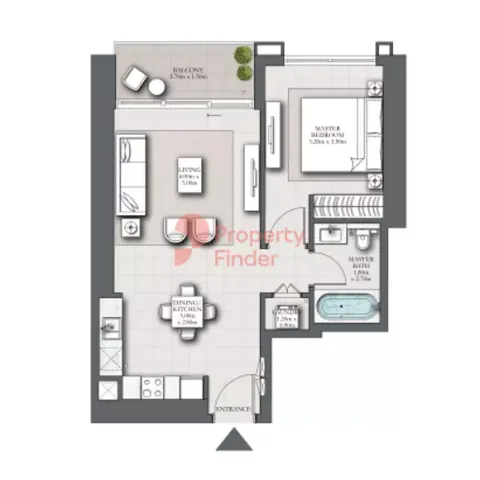 Floor plan, 1 Bed, 749 sq ft