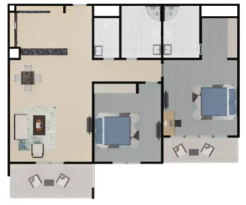 Floor plan, 2 Beds, 0 sq ft