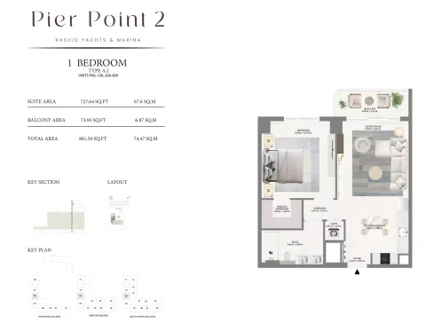 Floor plan, 1 Bed, 801 sq ft