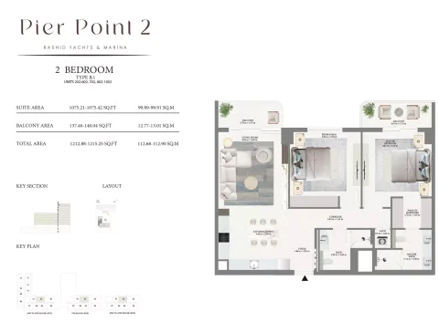 Floor plan, 2 Beds, 1,212 sq ft