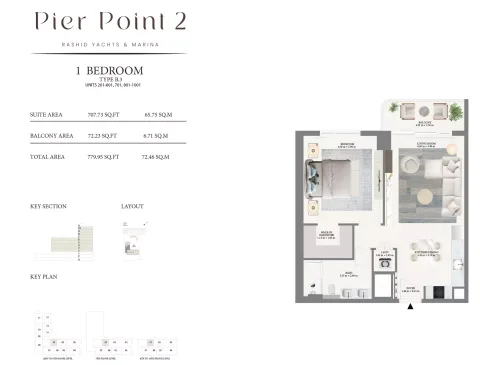 Floor plan, 1 Bed, 779 sq ft