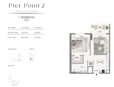 Floor plan, 1 Bed, 800 sq ft