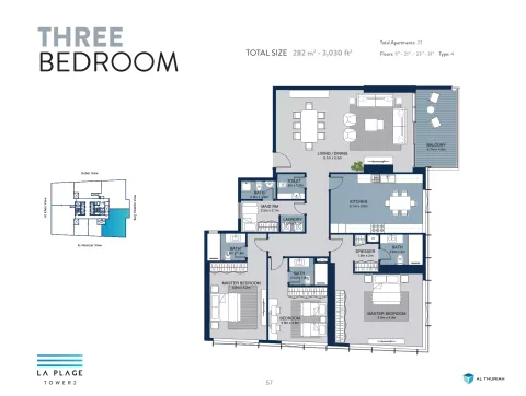 Floor plan, 3 Beds, 3,030 sq ft
