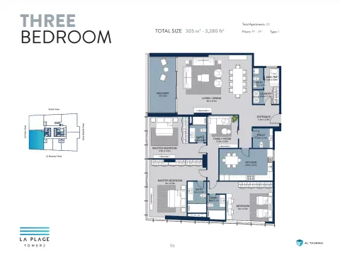 Floor plan, 3 Beds, 3,280 sq ft