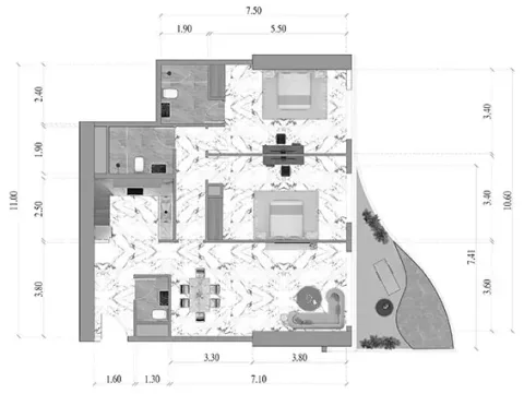 Floor plan, 2 Beds, 1,188 sq ft