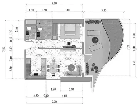 Floor plan, 1 Bed, 895 sq ft