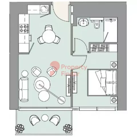 Floor plan, 1 Bed, 571 sq ft