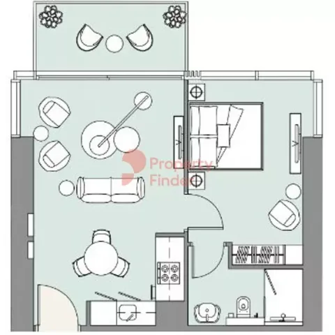 Floor plan, 1 Bed, 621 sq ft