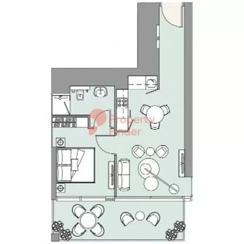 Floor plan, 1 Bed, 677 sq ft
