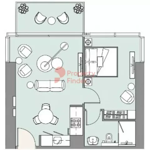 Floor plan, 1 Bed, 622 sq ft