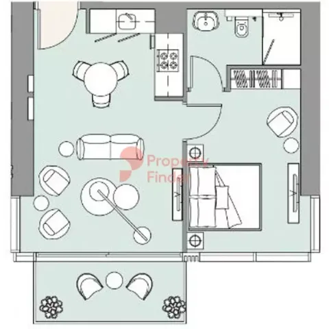 Floor plan, 1 Bed, 622 sq ft