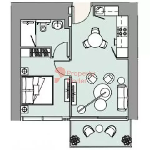 Floor plan, 1 Bed, 572 sq ft