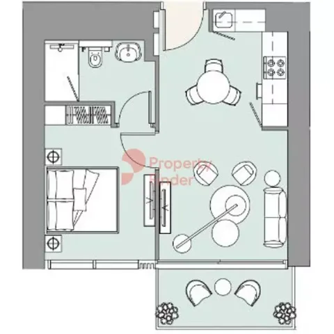 Floor plan, 1 Bed, 572 sq ft
