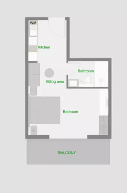 Floor plan, Studio, 483 sq ft