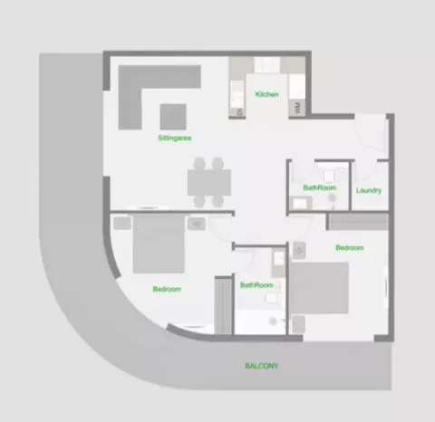 Floor plan, 2 Beds, 1,357 sq ft