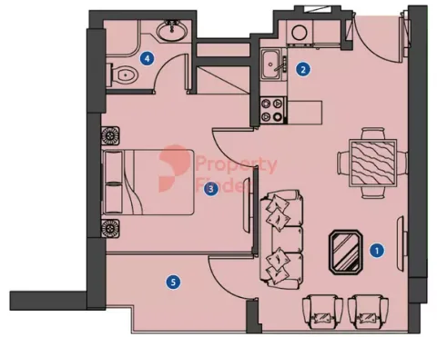 Floor plan, 1 Bed, 489 sq ft